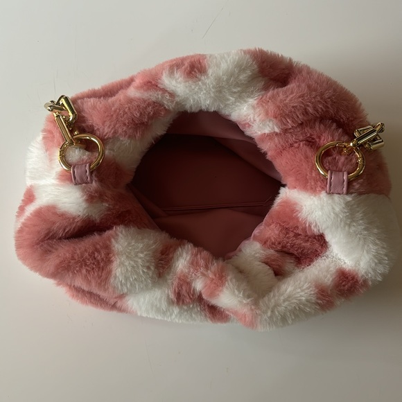 pink and white plush cow print bag - Picture 3 of 5